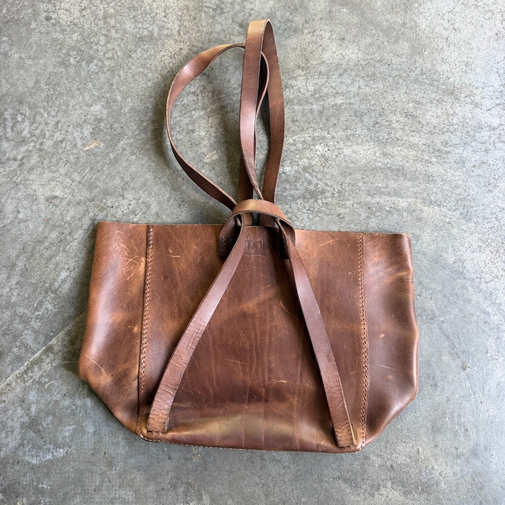 Vintage Stone Horween Leather USA Made Tote Shoulder Bag Purse Western RARE EUC
